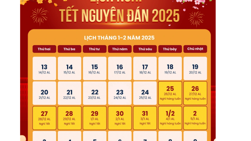 Thống nhất phương án nghỉ 9 ngày dịp Tết Nguyên đán 2025