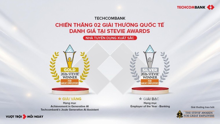 Techcombank giành “cú đúp” giải thưởng quốc tế Stevie® Awards for Great Employers 2026, khẳng định chiến lược kiến tạo tổ chức AI-first